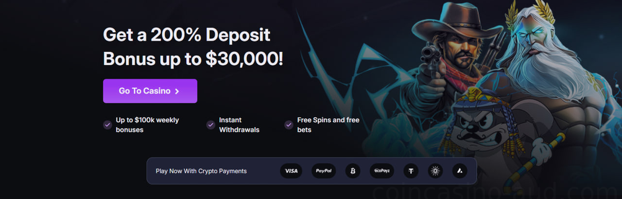 Coin Casino 200% up to $30,000 + Spins